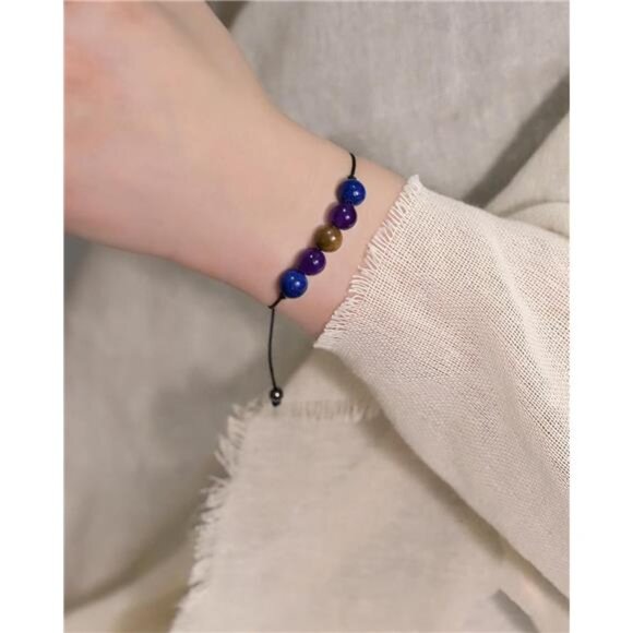 amethyst crystal healing stone bracelet anxiety relief adjustable gemstone gift - Picture 2 of 7